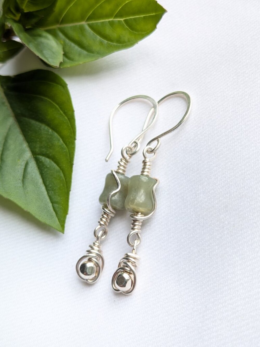 Serenity Jade Earrings in Sterling Silver